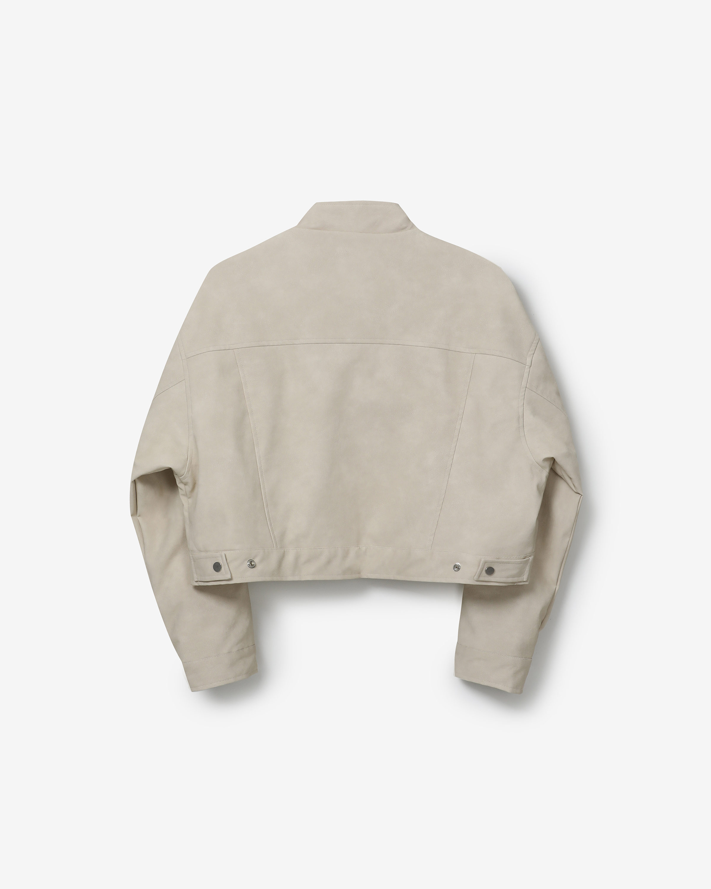 vegan leather biker jacket [ cream beige ]