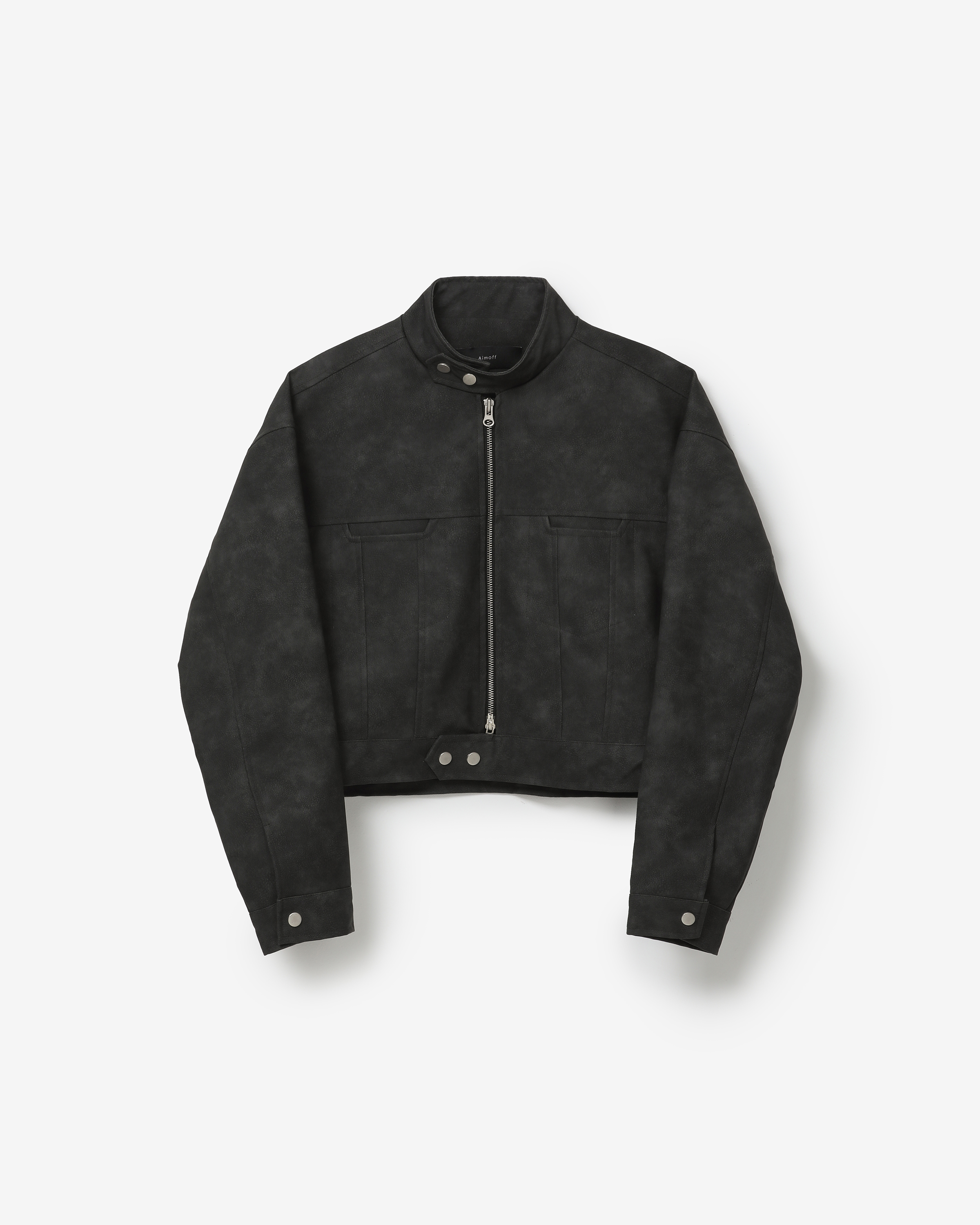 vegan leather biker jacket [ natural black ]