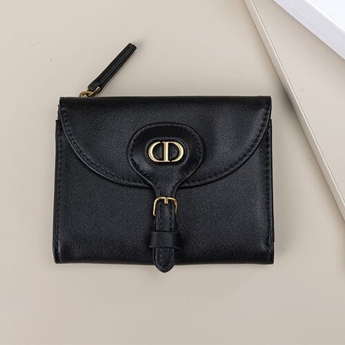 디올 [Christian Dior] 디올바비 블랙스무스 가죽미니반지갑