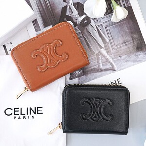 [CELINE] 셀린느 Calfskin 카프스킨 레더 트리오페 컴팩트 지퍼 지갑 2color