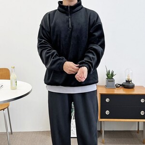 (도화)겨울 코디 바지 긴팔 운동 상하 남성 세트 팬츠 밴딩 남자 티셔츠