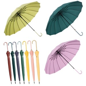 (도화)자동 튼튼한 방풍 롱핸들 장우산 감성컬러 우산 16K