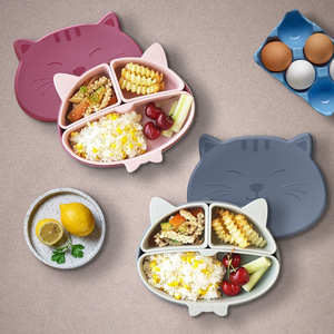 마미스테이블 뚱냥이 흡착식판 최상급 식품용 실리콘 유아 돌 아기 그릇