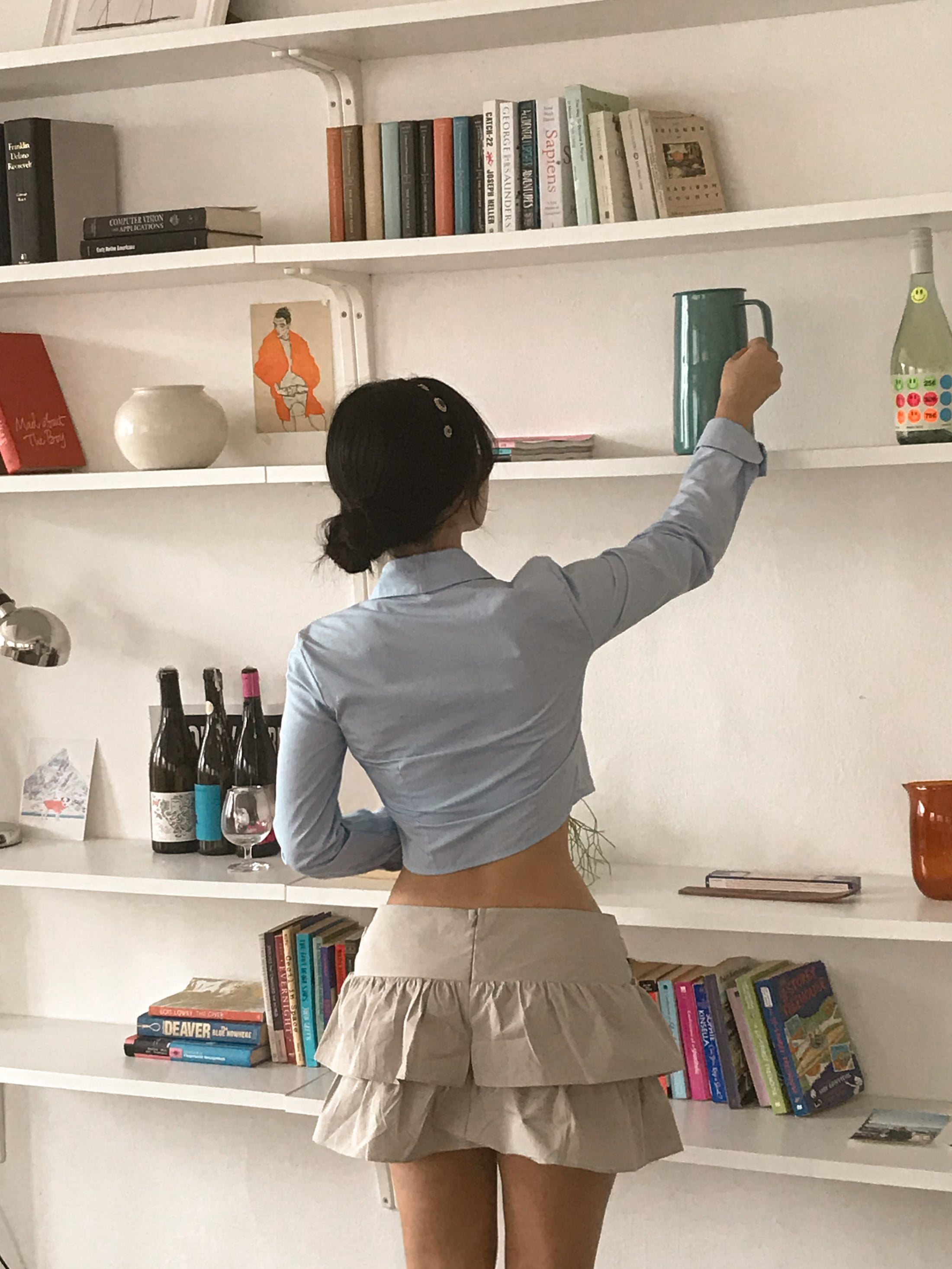 핀턱 데일리 크롭셔츠