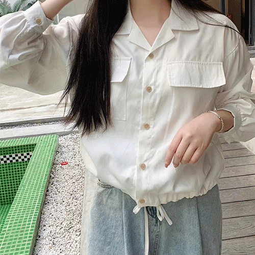 Spring Long Sleeve Collar Pocket Daily Strap Shirt (4color)
