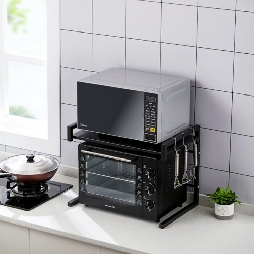 Adjustable length microwave oven shelf microwave oven rack