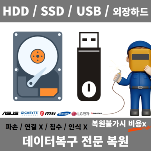 HDD, SSD, USB, 외장하드 데이터 복구