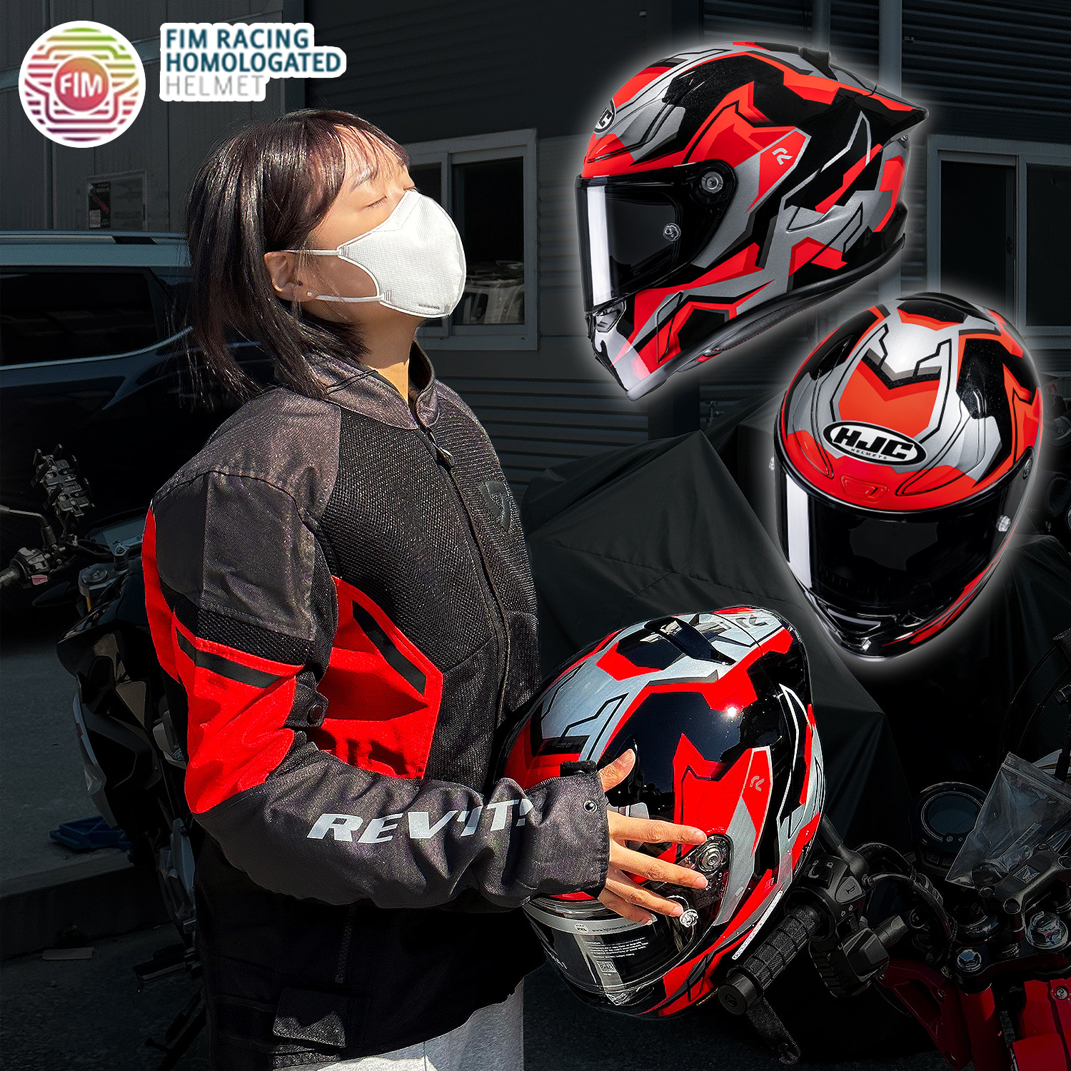 홍진 HJC 알파1 노마로 NOMARO MC1 오토바이 라이딩 레이싱 풀페이스 헬멧