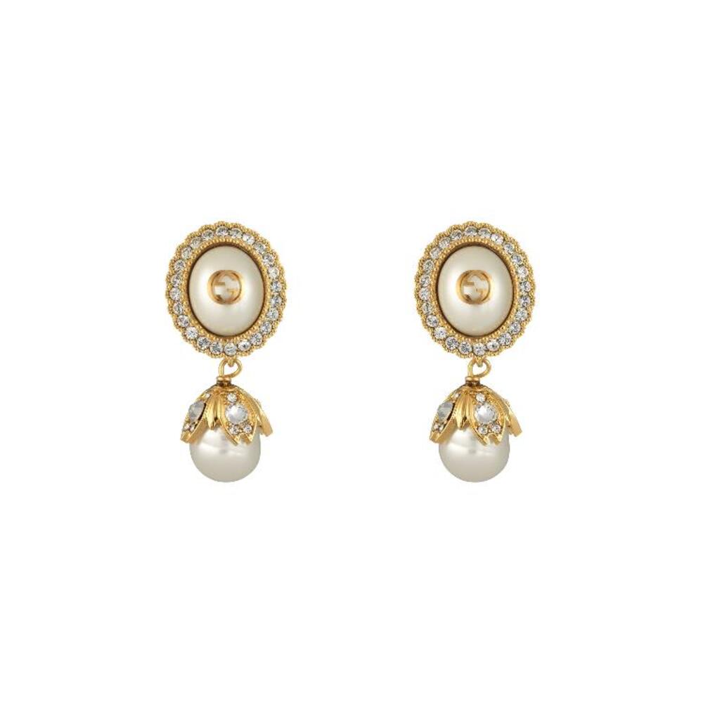 구찌 여성 귀걸이 753926 J1D51 8486 Gucci Interlocking pearl earrings