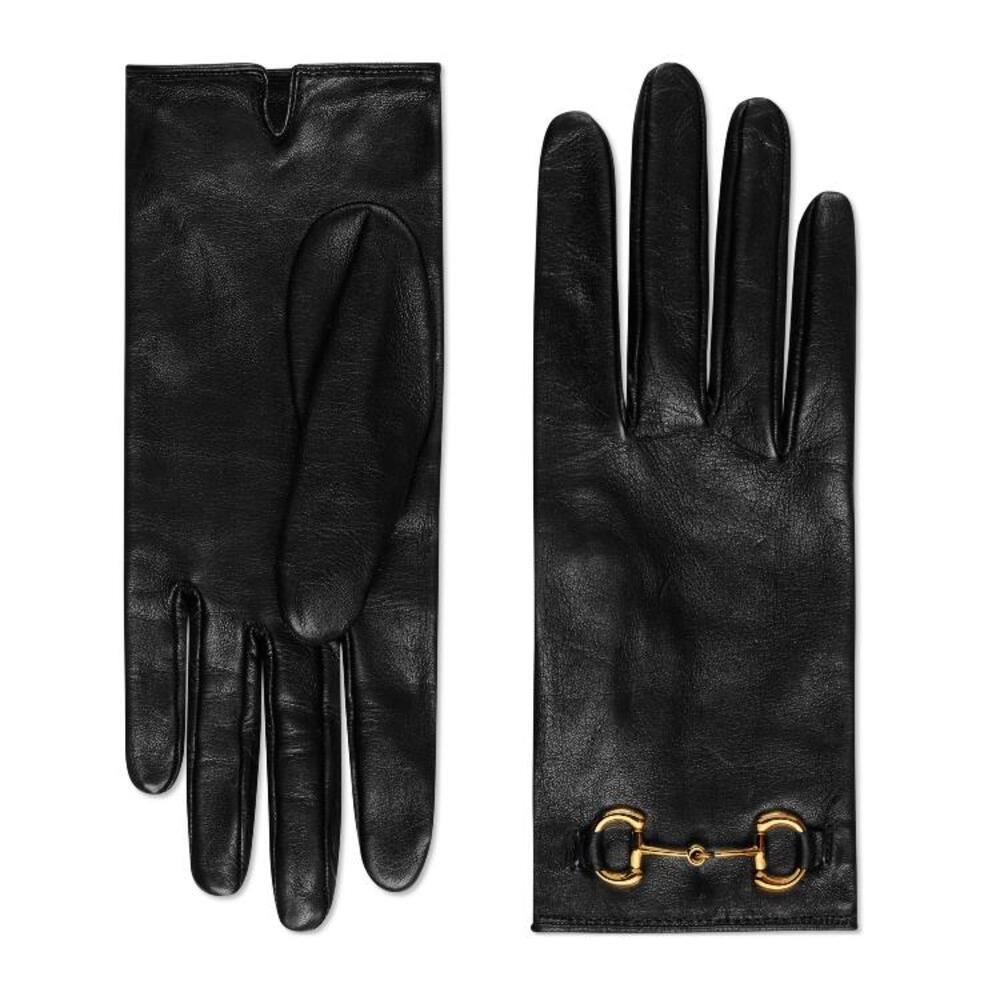 구찌 여성 장갑 787389 BAP00 1000 Leather gloves with Horsebit