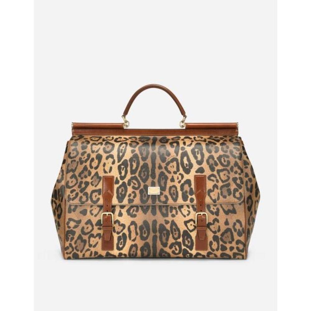 돌체앤가바나 남성 서류백 비즈니스백 Medium travel bag in leopard print Crespo with branded plate BB4840AW384HYNBM