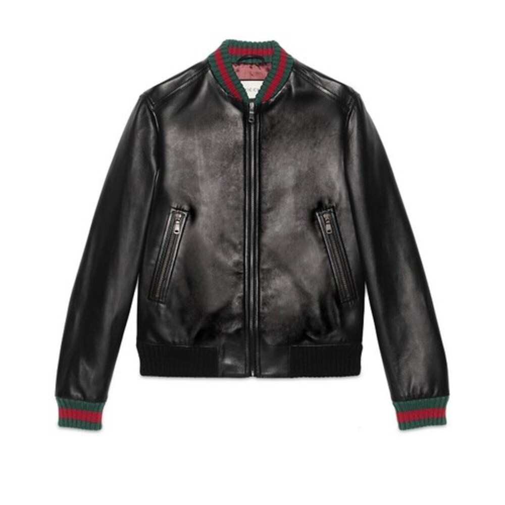 구찌 남성 아우터 Leather jacket with Web 431343XG2061060