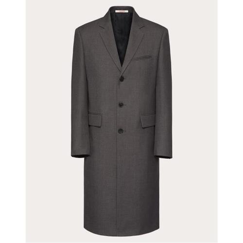 발렌티노 남성 코트 Single breasted Coat In Technical Nylon With Maison Valentino Tailoring Label for Man in Grey | Valentino GB VCAC709GH_094