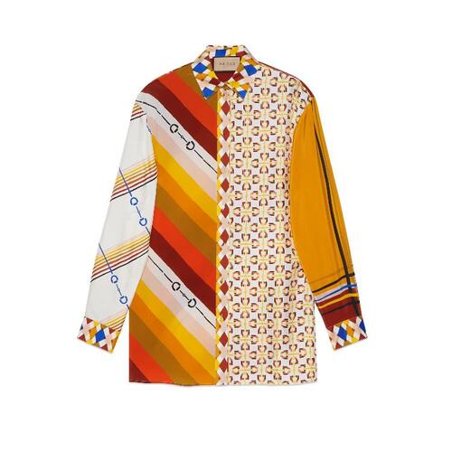 구찌 여성 블라우스 셔츠 764920 ZAPLZ 7738 Heritage patchwork print flannel shirt