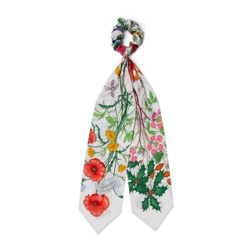 구찌 여성 스카프 숄 764015 3G001 9088 Flora print silk scrunchie