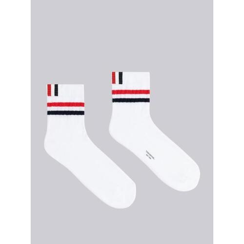 톰브라운 여성 양말 FAS164A-Y3022-100 Athletic Rib Stripe Ankle Socks
