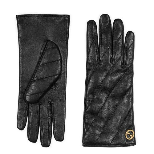 구찌 여성 장갑 757975 3SAG3 1000 Gucci Blondie leather gloves