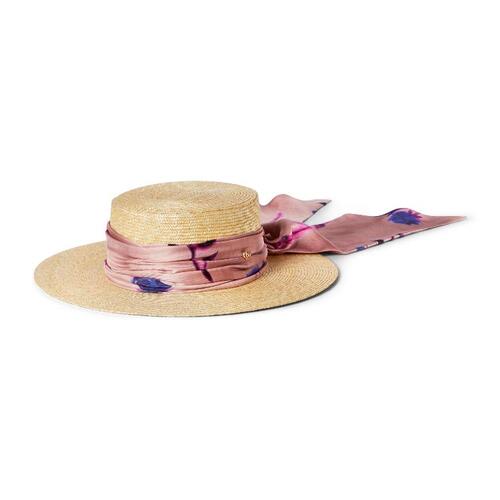 구찌 여성 모자 782431 3HAZ9 9768 Straw wide brim hat with ribbon