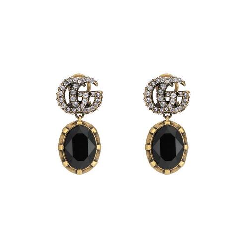 구찌 여성 반지 629659 I4769 8061 Double G earrings with black crystals