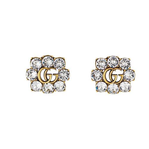 구찌 여성 반지 645684 J1D50 8062 Crystal Double G earrings