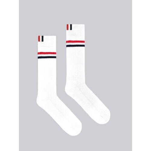 톰브라운 여성 양말 FAS165A-Y3022-100 Athletic Rib Stripe Ankle Socks