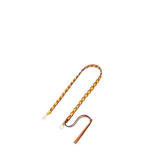 로에베 남성 기타액세서리 Braided thin strap in classic calfskin Mandarin/Coral Reef C073Y37X01-9062