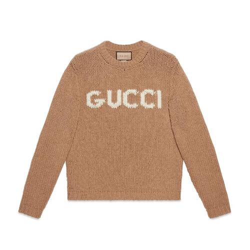 구찌 남성 아우터 761539 XKDK4 2296 Knit wool jumper with Gucci intarsia