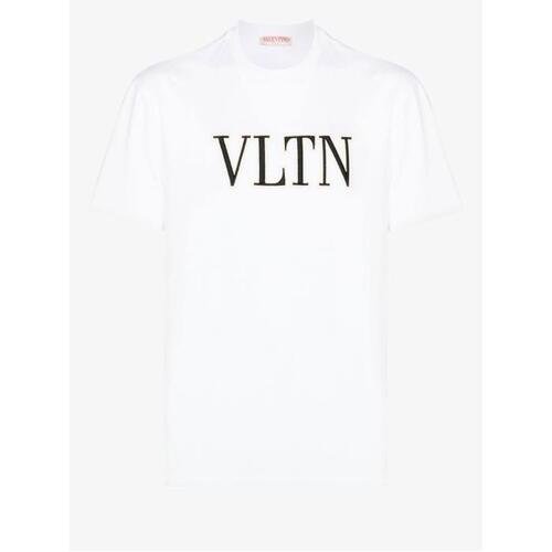 발렌티노 남성 티셔츠 맨투맨 white VLTN embroidered cotton T shirt 18361892_VMG10V8RB