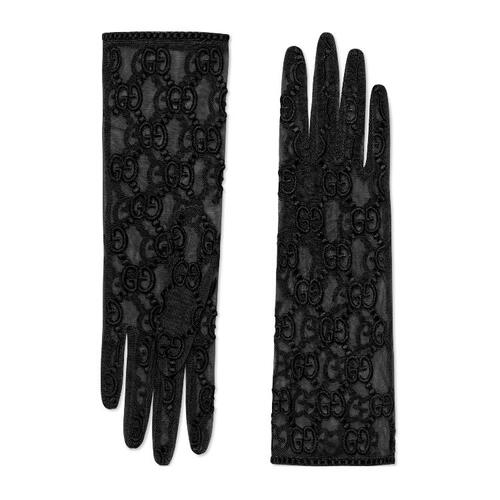 구찌 여성 장갑 539645 3SB32 1000 Tulle gloves with GG motif