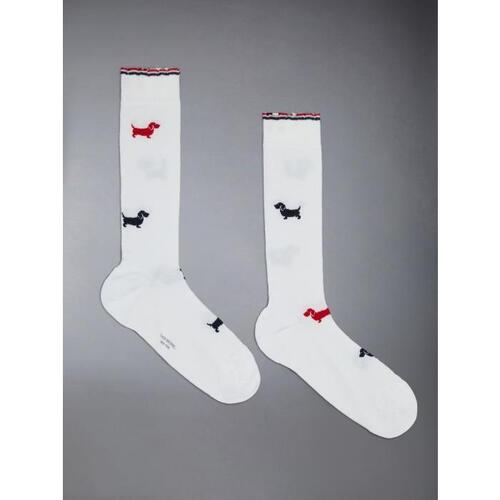 톰브라운 여성 양말 FAS196B-Y3011-100 Cotton Mid Calf Scalloped Hector Socks