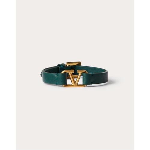 발렌티노 남성 팔찌 Vlogo Signature Calfskin Bracelet for Man in English Green | Valentino GB YJ0M67LMG_JS8