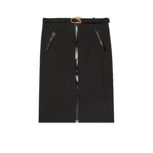 구찌 여성 스커트 761364 Z8BPC 1000 Wool skirt with detachable belt