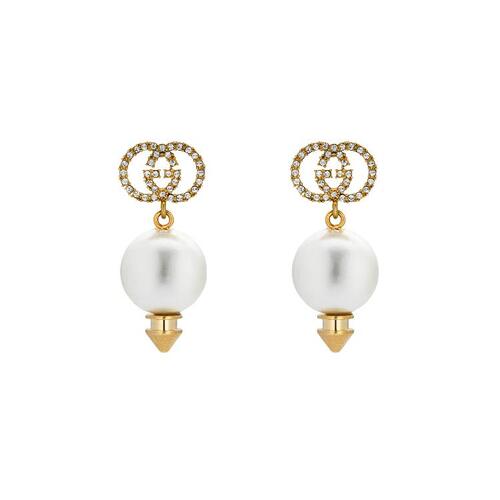 구찌 여성 반지 582822 J1D51 8516 Gucci Interlocking earrings with pearl