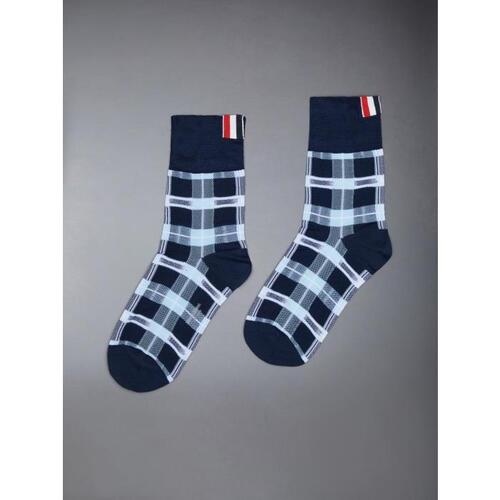 톰브라운 여성 양말 FAS193A-Y3012-415 jacquard check cotton blend socks