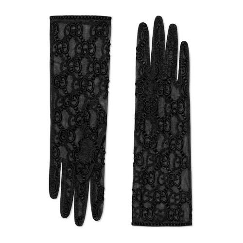 구찌 여성 장갑 787379 3SB32 1000 Tulle gloves with GG motif