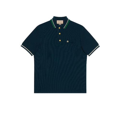 구찌 남성 티셔츠 맨투맨 752606 XJFTM 4330 Wool cotton jersey polo shirt