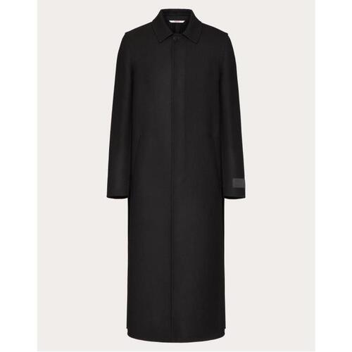 발렌티노 남성 코트 Wool Coat With Maison Valentino Tailoring Label for Man in Black | Valentino GB VCAG759F4_0NO