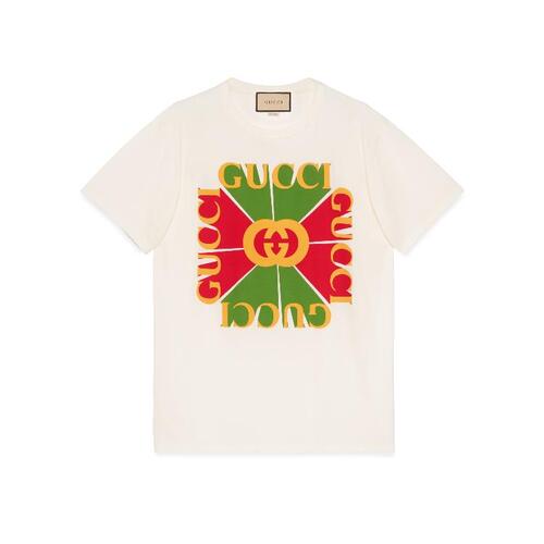 구찌 여성 티셔츠 맨투맨 717422 XJE6E 9095 Gucci vintage logo print cotton T shirt