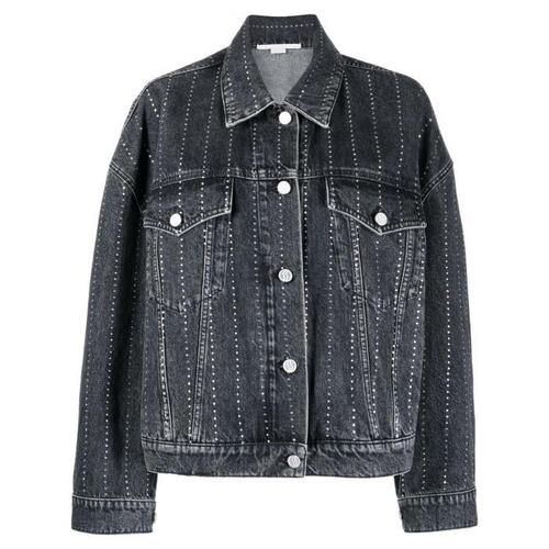 스텔라맥카트니 여성 자켓 블레이저 Black Crystal Embellished Pinstriped Denim Jacket 19465947_6D00593SPH12