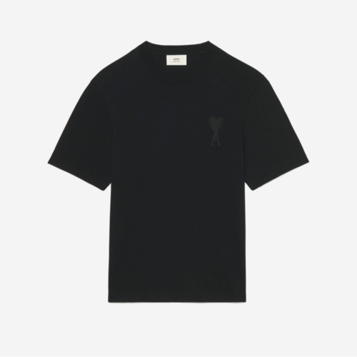 아미 톤온톤 하트 로고 티셔츠 블랙 - 22SS E22UTS002-726-001