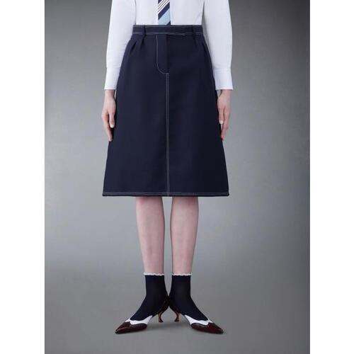톰브라운 여성 스커트 FGC999A-00473-415 Fresco Midi A Line Box Pleat Skirt