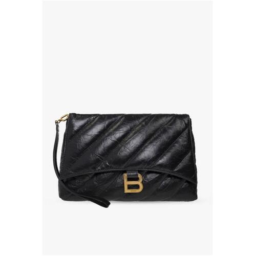 발렌시아가 여성 클러치 미니백 Balenciaga BLACK ‘Crush Pochette Medium’ handbag 736774 210J1-1000