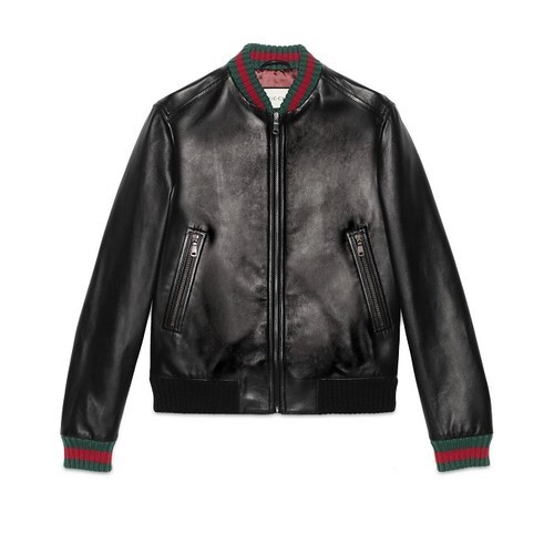 구찌 남성 아우터 Leather jacket with Web 431343XG2061060