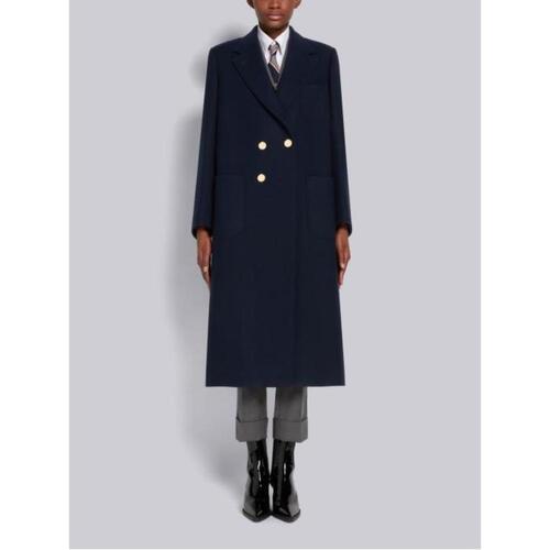 톰브라운 여성 아우터 Navy Boiled Wool Oversized Double breasted Sack Overcoat FOC691A-07636415