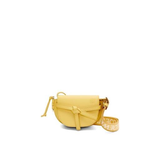 로에베 여성 벨트백 Mini Gate Dual bag in soft calfskin&amp;jacquard Dark Yellow A650N46X13-7969