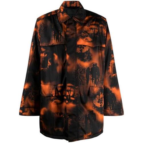 프라다 남성 코트 Orange And Black Re Nylon Printed Parka Coat 18833231_SGC091S22211PZ
