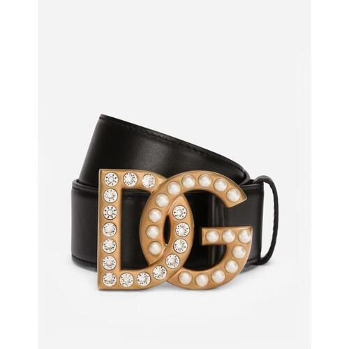 돌체앤가바나 여성 벨트 Calfskin belt with bejeweled DG logo BE1576AQ3398S574