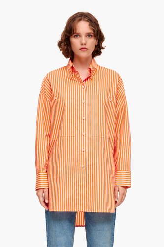 빔바이롤라 여성 블라우스 셔츠 Chemise oversize rayures orange 231BR2066.T3150