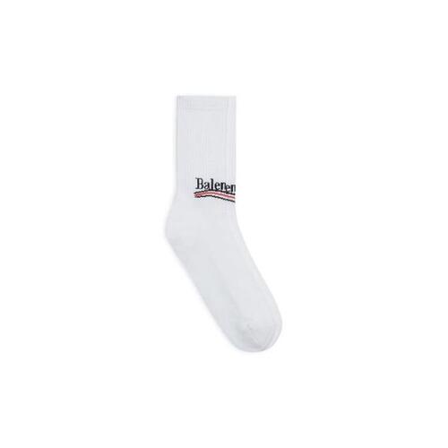 발렌시아가 남성 양말 Mens Political Campaign Tennis Socks in White 507768472B49000