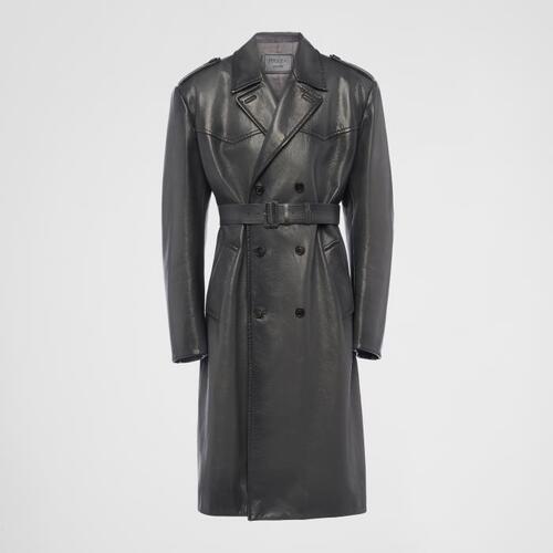 프라다 남성 코트 UPS579_11KD_F0308_S_222 Oversized double breasted leather trench coat